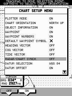 SCREEN FIND SHIP MORE RDR CHRT 6 Press the soft key to synchronise the chart & radar images.