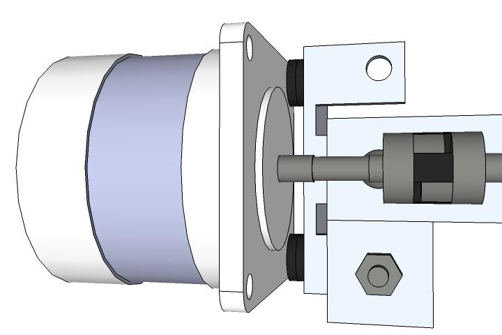 034-X-axis-alignment If necessary, loosen and re-align the motor mount to make threaded rod and motor shaft visibly co-axial.