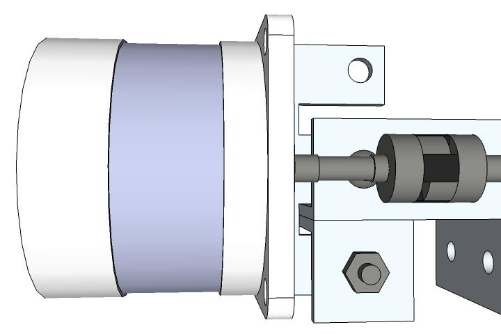 066-Y-axis-alignment If necessary, loosen and re-align the motor mount to make threaded rod and motor shaft visibly co-axial.