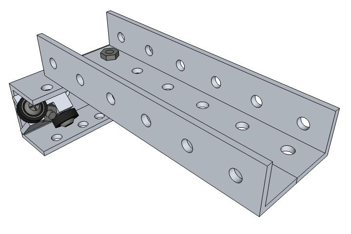 008-X-axis-assembly Attach a pair of angle-6 to one linear bearing using 3/8" screws.