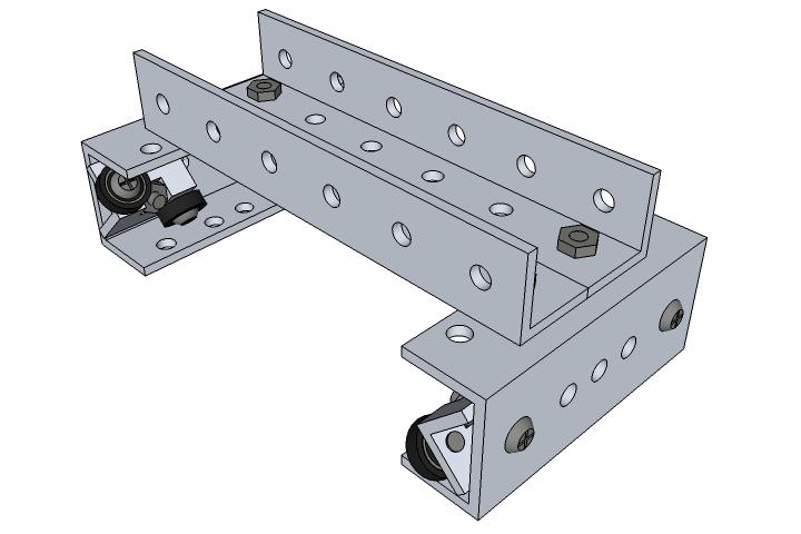 009-X-axis-assembly Attach the other linear bearing using 3/8" screws, ensuring that both linear bearings have alignment marker on