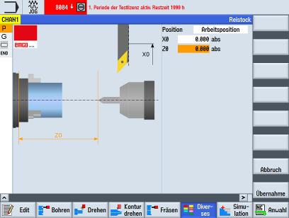 TAILSTOCK-FUNCTION FOR COUNTER SPINDLE / 840D-sl This cycle allows the use of the counter spindle with mounted live-center to support the workpiece.