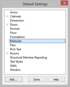 Home Designer Interiors 2015 User s Guide save time. For more information, see Preferences and Default Settings on page 53 of the Reference Manual. To set material defaults 1.