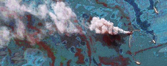 This is an enhanced satellite image of the oil