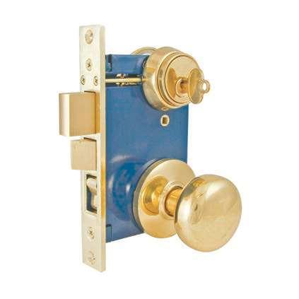 MORTISE LOCKSETS WITH DEADBOLT Full 1" throw deadbolt Latchbolt cannot retract unless unlocked Double Cylinder w/ Rosette 2-1/2" backset, spacing 3-1/4" Fits all wood or metal doors Outside knob is
