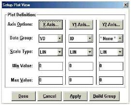 Menu, select the appropriate measurement vectors from the drop down list of Data Group for the respective axis Ensure that selection of Scale Type is