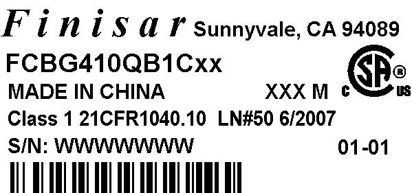 Figure 6 Quadwire production-level product label X. References 1. INF-8438i Specification for QSFP (Quad Small Formfactor Pluggable) Transceiver, Rev 1.0, November 2006 2.