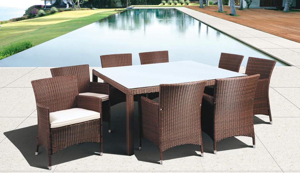 DINING AND BAR SETS - SYNTHETIC WICKER WITH ALUMINUM FRAMING - BELLAGIO 9 PIECE SECTIONAL (3)Corner Sections+ (2) Middle Sections+ (1)