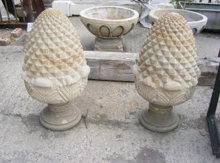 96 A pair of carved sandstone