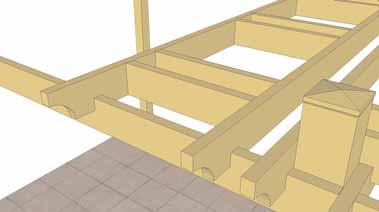 Joist should sit flush against Post. Equally Space Middle Ladder Sections.