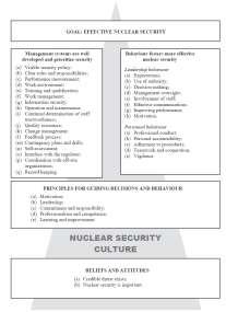 Nuclear Security - IAEA s Perspective Features of Nuclear Security Culture Universal Features of Nuclear Security Culture Reference: IAEA NUCLEAR SECURITY SERIES No.