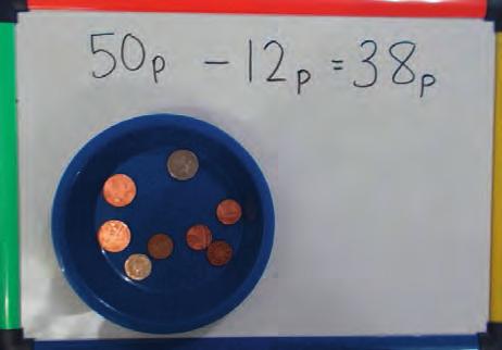 How much do you have now in total? Solve simple problems in a practical context including subtraction of money. Have different amounts of coins available in cups and bowls.