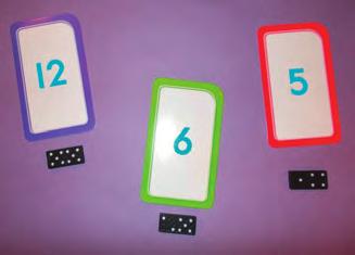 Ask children to find a domino with an equal number of spots to the number shown on the card. What number is shown on this card?