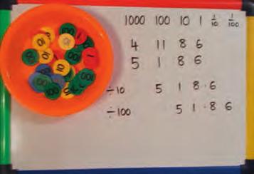 Record on whiteboards. Understand the place value of each digit in a 4-digit number, related equivalence and decimal notation.