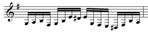 Nendes kompositsioonides eeldab meloodia ja aktiivselt liikuva bassiliini üheaegne esitamine kitarril ratsionaalset vasaku ja parema käe aplikatuuri. Noodinäide 19. J. S. Bach.