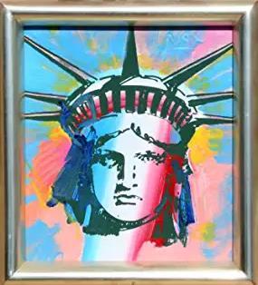 Peter Max Liberty Head, 1986 Acrylic, Framed Unique Work Size : 18 x