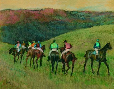 Edgar Degas Race Horses in a Landscape Date: 1894 Medium: pastel on