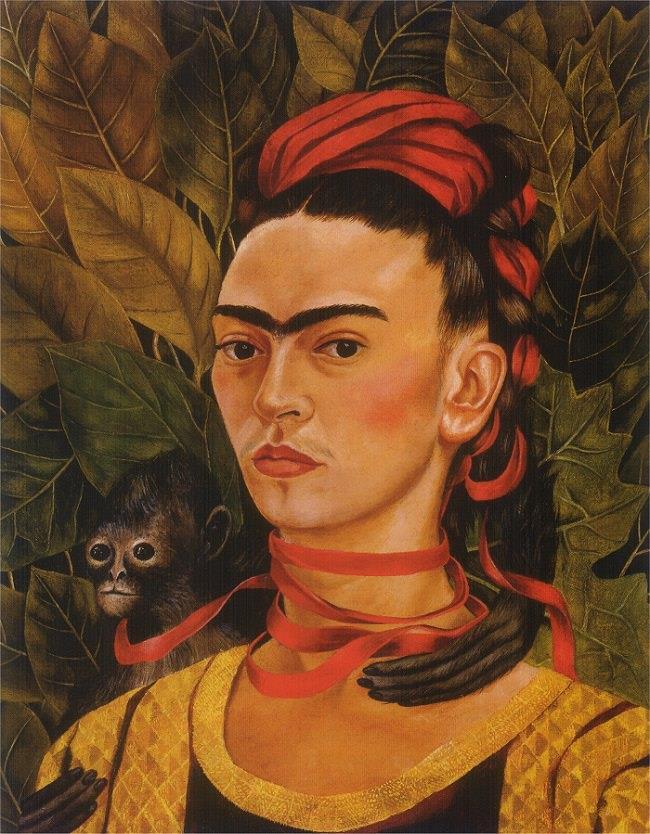 Self-Portrait with Monkey Painting by Frida Kahlo, 1938 Self-Portrait with Monkey is an oil on masonite painting by Mexican artist Frida Kahlo, commissioned in 1938 by A.