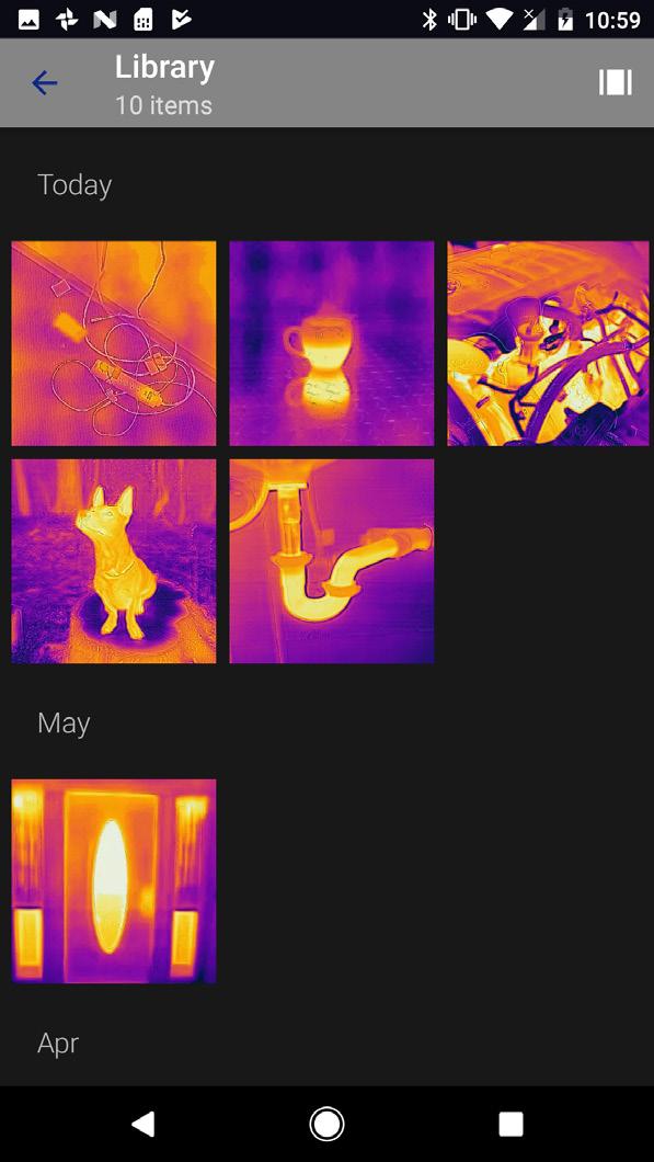 FLIR LIBRARY Captured images and video may be viewed and edited by selecting the thumbnail image in the lower left corner of the screen.
