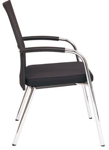 REVIVER RE162 key features -Mesh back and upholstered comfort seat -Fixed chrome armrests with polyurethane armrest pad -Four legged chrome frame -Stackable up to max.