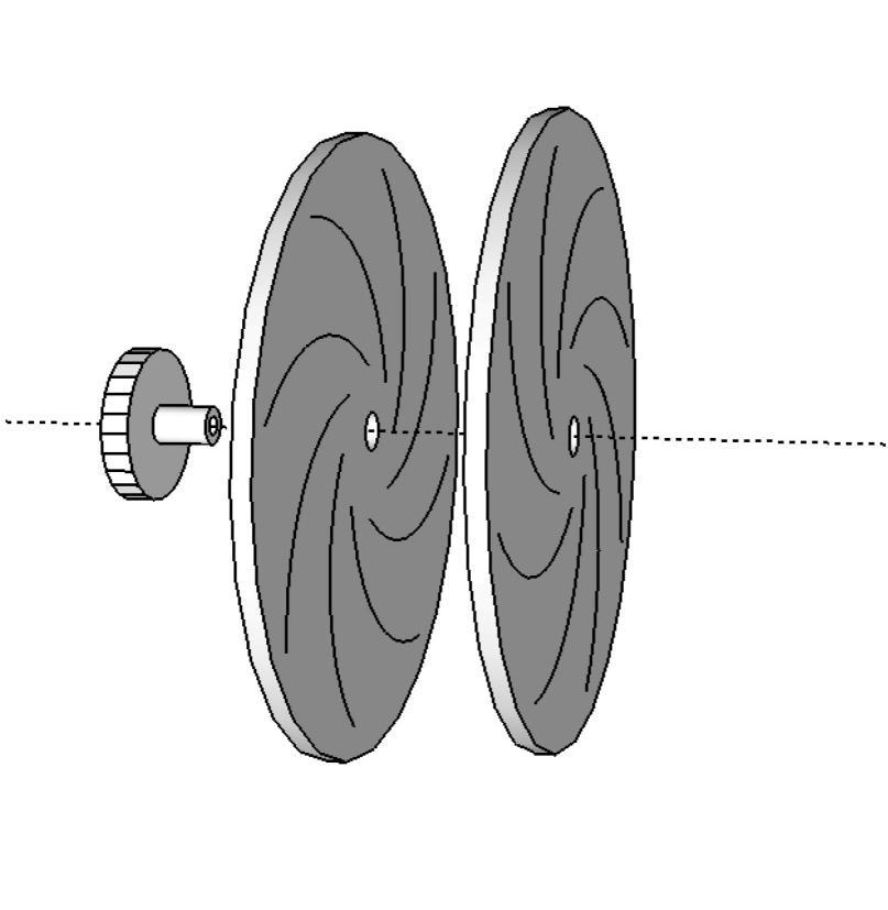 Figure 1 Major components: Spindle adapter, base disk, and face disk The base disk is firmly fixed to spindle adapter and becomes a part of a subassembly that no more operates separately.