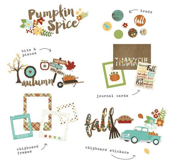 products available in the PUMPKIN SPICE Collection 6 Double Sided Designer Cardstock Papers 6 Double Sided Elements Papers 6 Double Sided Simple Basics Papers 6x6 Pad with 24 Double Sided Papers