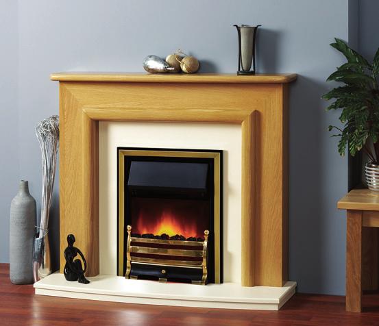 Surround: Marlow Electric in Light Oak Finish Hearth and Back: Curved Hearth in
