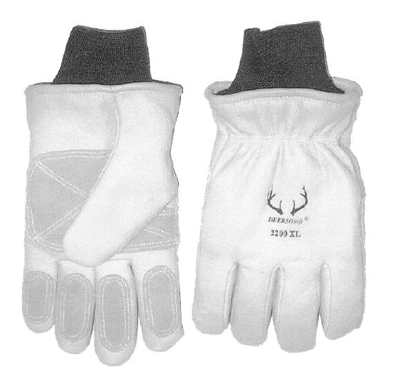 Deersosoft #2200 Features: Double insulated Warmest Freezer Glove Deerskin Grain Leather wear patches on all 5 fingers and palm
