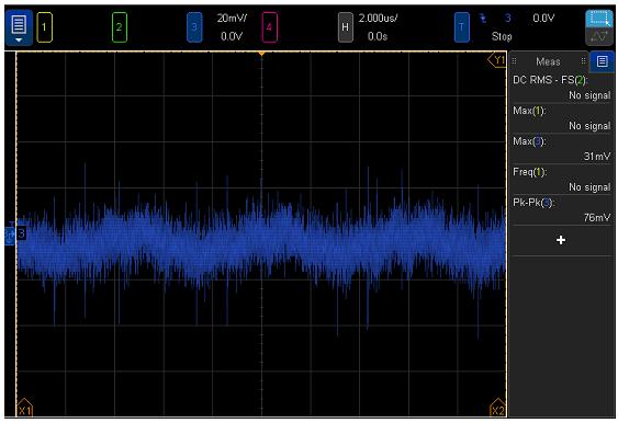 10nF decoupling cap Evaluation with 10nF capacitor on C51 Added 10nF capacitor on C51 Measured peak-peak ripple of P3V3 with 10nF on C51 When a 10nF capacitor installed in C51 the peak-peak noise