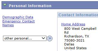 14. Under Personal Information you will need to verify/update your home address by selecting