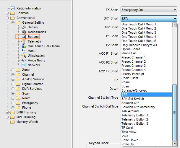 Configuration Application Notes Figure 2-3 Configure the SFR shortcut key 2.2.2 Configuring the Sender/Receiver The Sender/Receiver must use a channel exactly the same as that of the SFR Radio, and enables Pseudo Trunk.