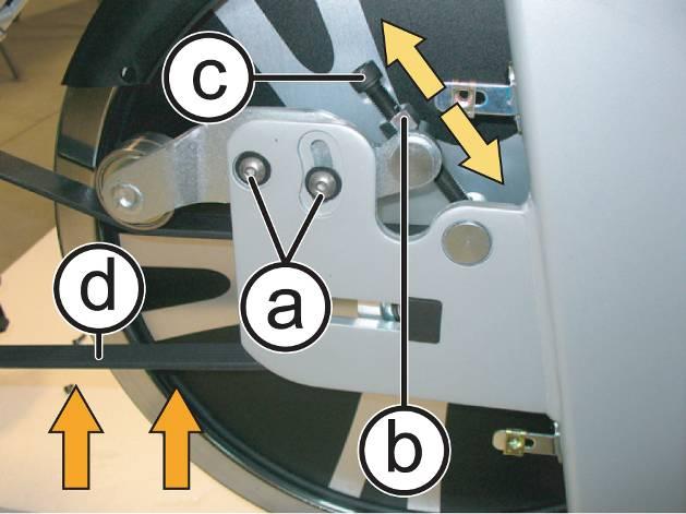 7.2 ADJUSTING THE BELT TENSION 1. Loosen the 2 screw (a) using a 5mm hexagonal wrench. 2. Loosen the counter nut (b) using a 17mm wrench. 3.
