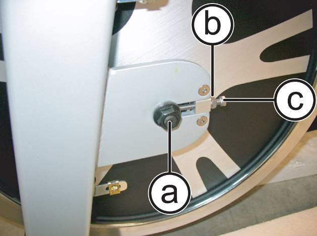 7.3 ADJUSTING THE FLYWHEEL PARALLELISM (BELT VERSION) 1. Loosen the nut (a), using a 19mm wrench. 2.