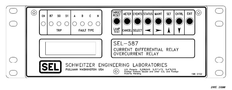 2. Transformer Protection by SEL 587 Figure 8: SEL 587 Front Panel Figure 9: SEL 587 Front Panel The SEL-587 relay front and back panels are shown in Figures 8 and 9 above.