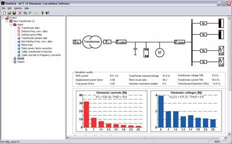 Harmonic Calculation Tool Simulate the harmonic disturbance with and without filter To avoid overloading and to secure mains voltage quality, a number of reduction, avoidance or compensation methods
