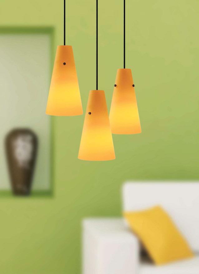 BU OP AP 9.75 5.5 Maui Cased blown glass pendants. Dimmable with Triac dimmer.