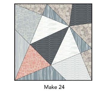 Fig. 14 Quilt Top Assembly 17. Following Figure 15 for orientation, lay out the pieced blocks in (4) rows of (6) blocks each. Sew the blocks together in each row. Sew the rows together in order.