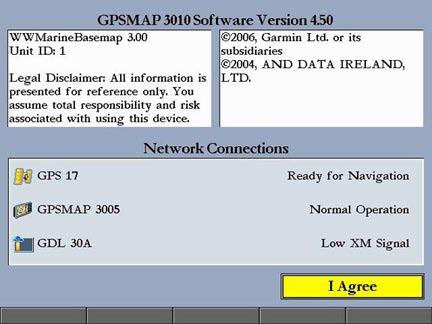 Turning on the GPSMAP 3006C/3010C Before you turn on the GPSMAP 3006C/3010C, make sure the unit and GPS 17 antenna are correctly installed on your vessel according to the instructions in the GPSMAP