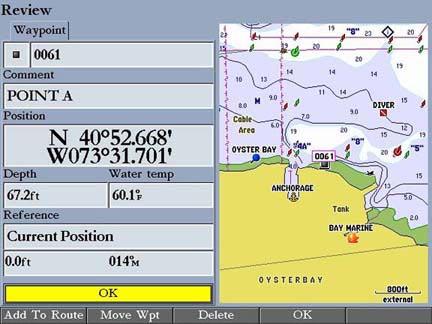 Basic Operation > Creating and Using Waypoints Creating and Using Waypoints The GPSMAP 3006C/3010C stores up to 4,000 alphanumeric waypoints, each with a user-defined icon, comment, depth, and water