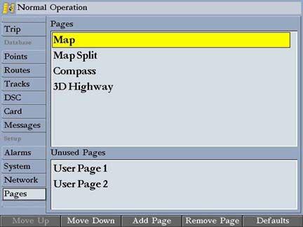 Pages Tab Use the Pages tab to change the page sequence, or add or remove pages. To add a page to the page sequence: 1. Press the Add Page soft key. Main Menu > Pages Tab 2.