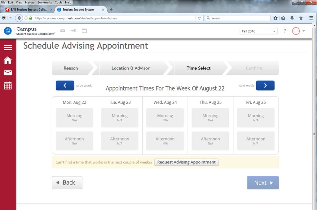 Option to Request an Appointment rather the Directly Scheduling a Time.