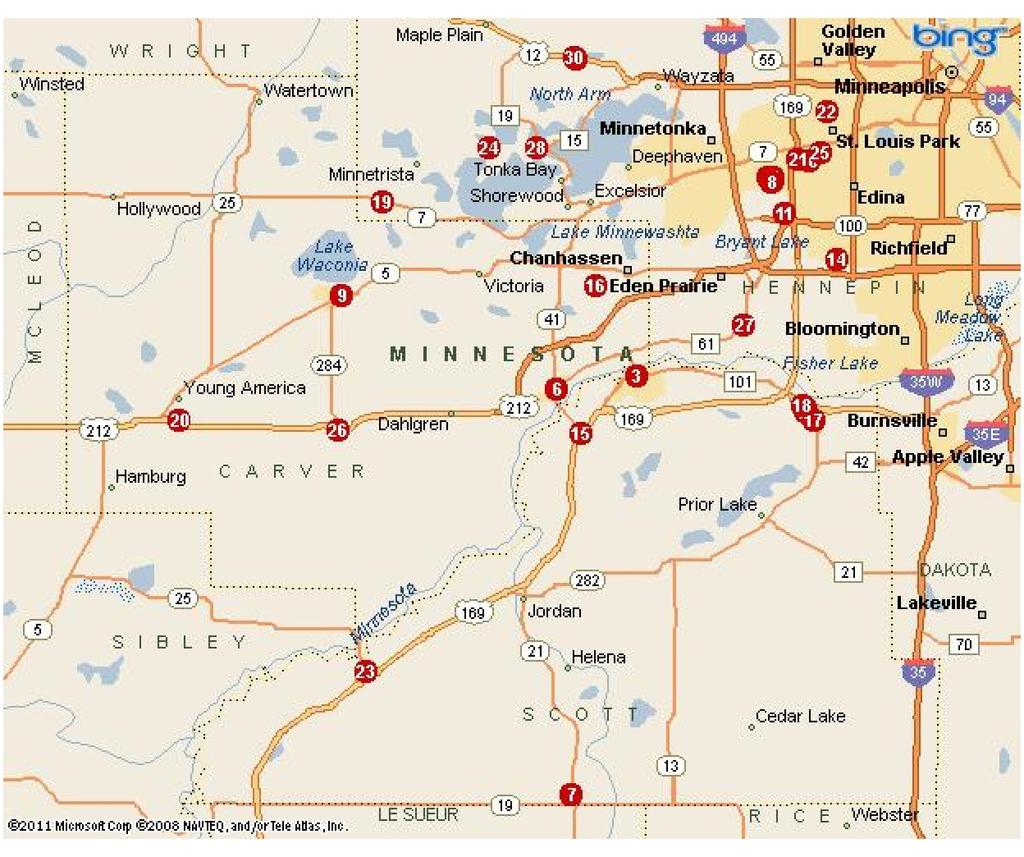 Property Map Map Legend 1) McGuire & Sons Building, Hopkins, MN 55343-7820 2) Hopkins ustrial Center, Hopkins, MN 55343-7826 3) 339 1st Ave W, Shakopee, MN 55379 4) Creekside Office/Warehouse Condos,