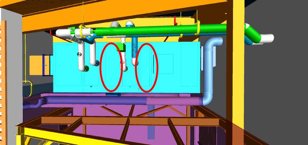 During a VR session at the same data center project in Texas, the team identified that the mechanical pipes were too close to the structural column, which might cause a tripping hazard to facility