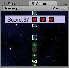 The HUD should now show the score change in real-time. The number of HUD life icons are currently hardcoded.