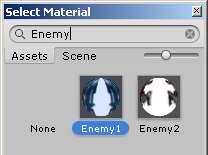 In the dialog box select one of the enemy materials. Remove the Mesh Collider from the Inspector window and replace it with a box collider.