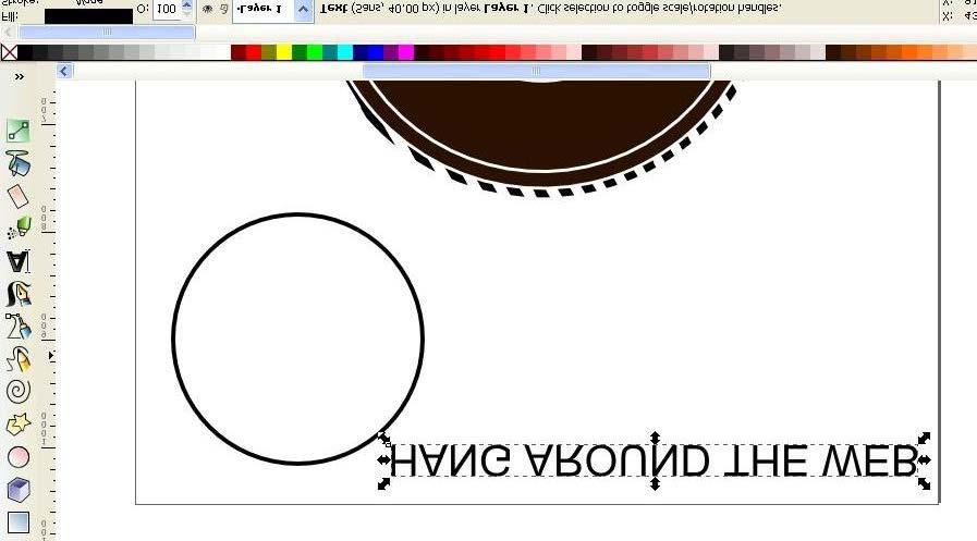 4 Adăugarea de text pe circumferinţa logo-ului Pentru a crea un text de formă circulară, desenăm pe o porţiune liberă un cerc cu bordura de culoare neagră şi fără umplere (No Fill) puţin mai mare