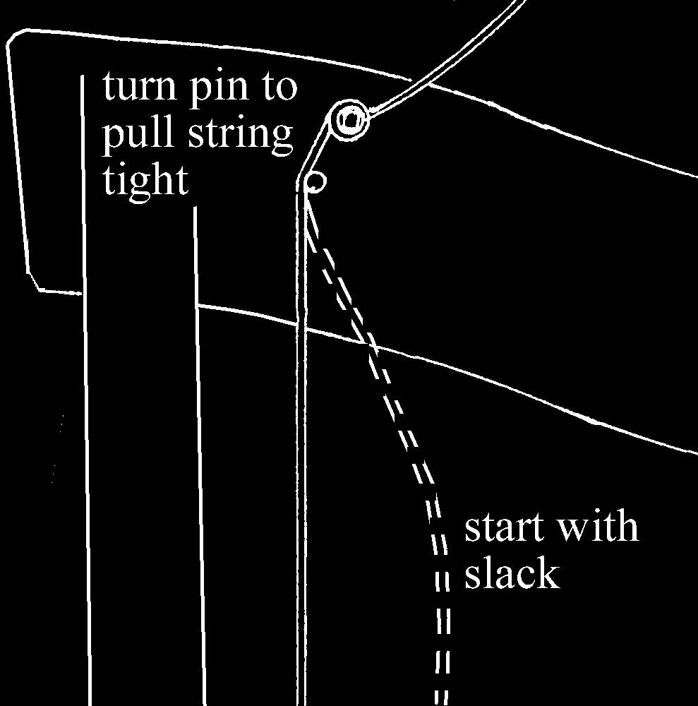 Install all the wound strings in the proper order this way. HINT: Do not accumulate a lot of windings of string around the tuning pins, especially in the bass. They become bulky and cumbersome.