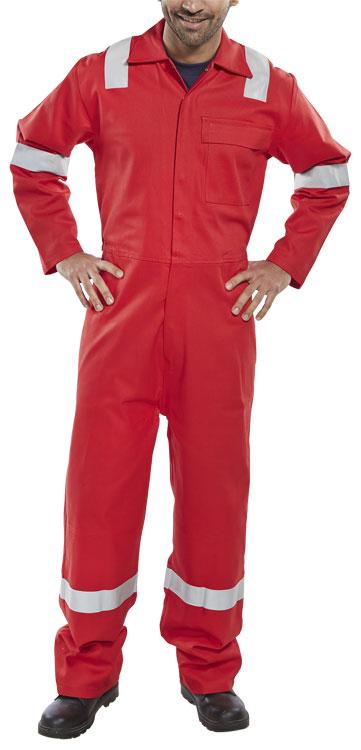 FIRE RETARDANT NORDIC DESIGN BOILERSUIT CFRBSND 36" - 60" 300 gram 100% cotton drill fabric with flame retardant treatment FR reflective tape.