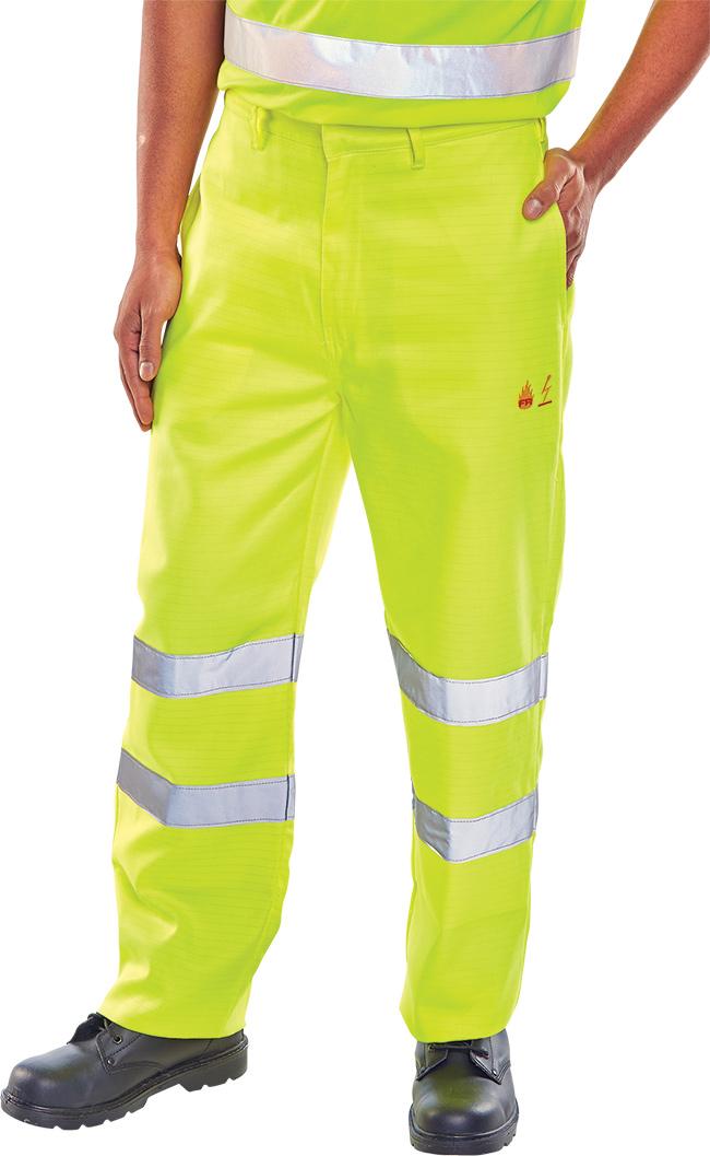 EN ISO 11612:2008 CLASS A1 B1 C1 - Protection against heat and flame S - 3XL CFRLJN FIRE RETARDANT ANTI STATIC TROUSERS EN471 "TESLA" Fire retardant, anti static trousers.
