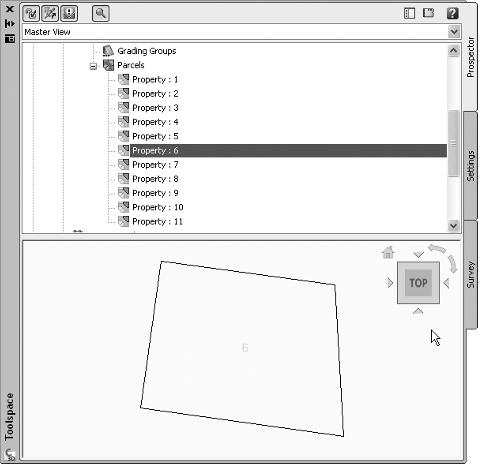 4 Chapter 1 Getting Dirty: The Basics of Civil 3D Preview Area Display Toggle When Toolspace is undocked, this button moves the Preview Area from the right of the tree view to beneath the tree view